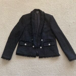 Express Black Tweed Style Blazer Suit Jacket Coat Size Medium Stretch Soft EUC